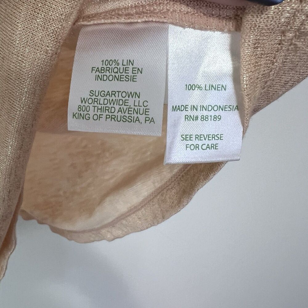 Lilly Pulitzer Alessa Gold Shimmer Linen Ruffle Top XL NWOT Preppy Vacation - Picture 7 of 9